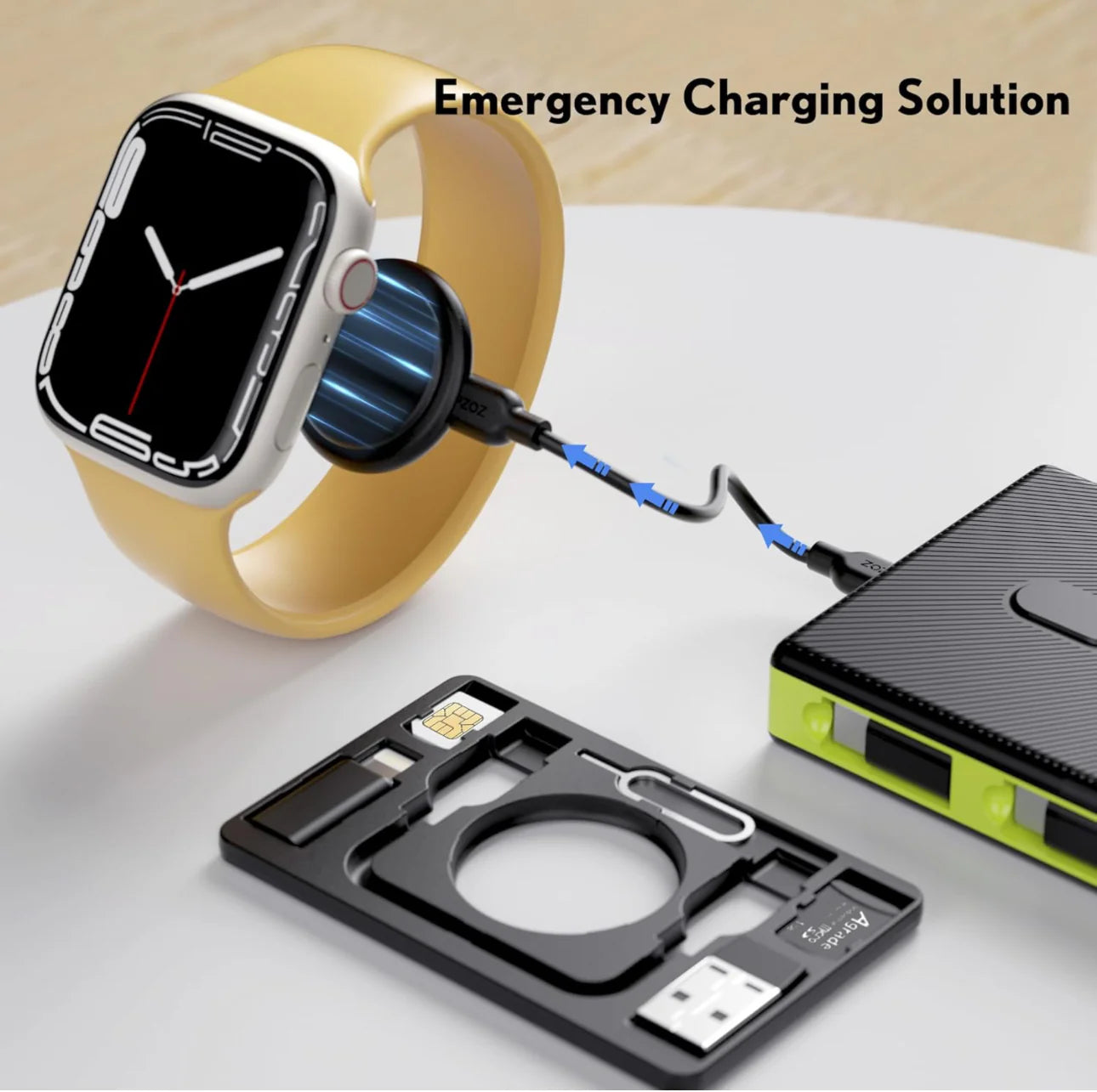 PZOZ 7-In-1 Apple Watch Fast Charging Portable Card Clip