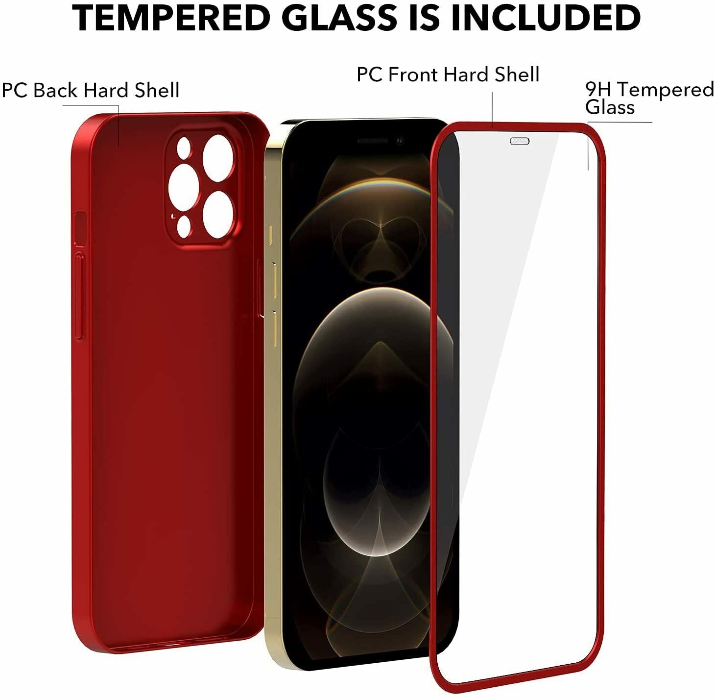 RhinoGuards Full Protection Integrated Tempered Glass + Case